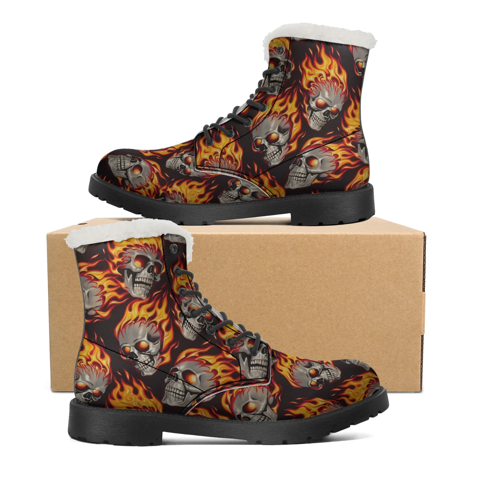 Men Shoes Eu To Us - Stivali da Neve con Motivi Teschio