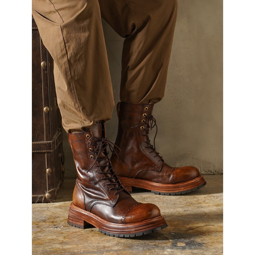 Men'S Shoes Brogues - Stivali da moto da uomo in