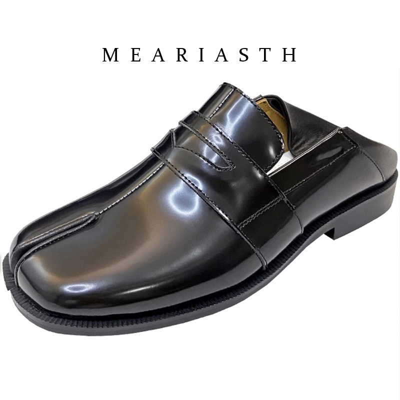 Men'S Shoes Top Brands - Scarpe Tabi Nere in Pelle Verniciata
